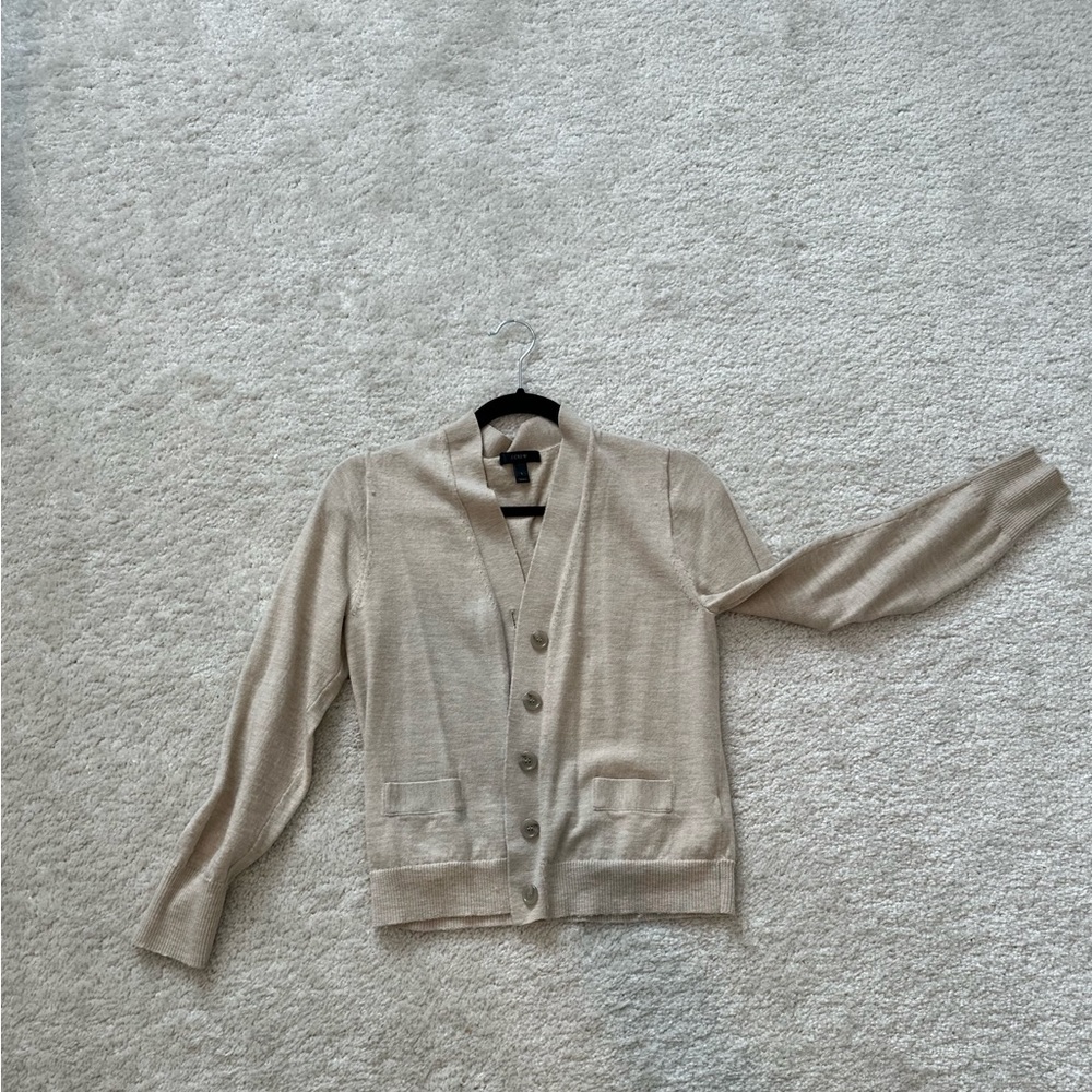 J.Crew - Tan Merino Wool Button up Cardigan